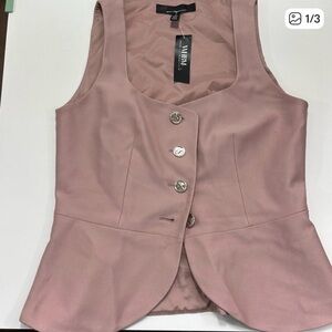 White House Black Market Blush Pink Tailored Twill Vest 4 NWT